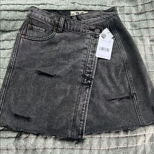 We The Free Gray Black Asymmetrical Skater Mini Skirt